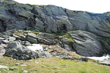 Isolated PNG cutout of a mountain in summer in the Alps on a transparent background, ideal for photobashing, matte-painting, concept art
