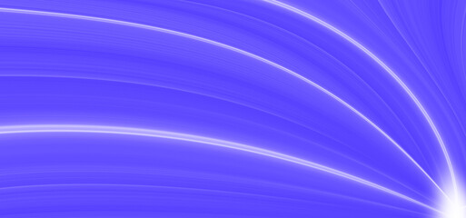 Blue motion abstract background with white stripes, glowing pattern. It resembles energy radiating from below (right) up to the sides (left).