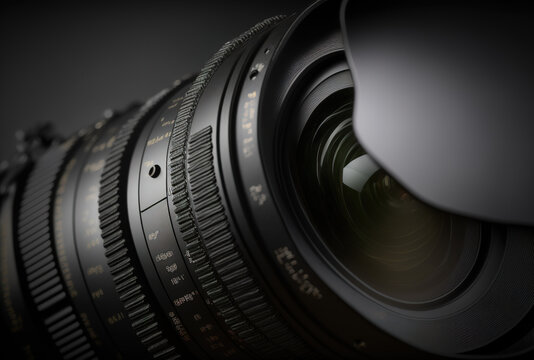 image of a black camera lens up close. Generative AI