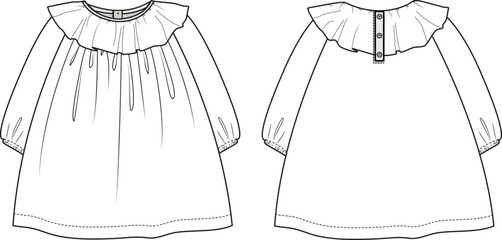 KID GIRL VOLUME DRESS FLAT DESIGN VECTOR