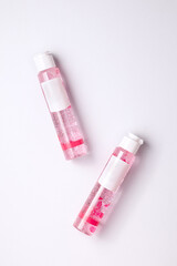 skincare products blank packages composition on white background. Feminine cosmetics mockups for advertising design