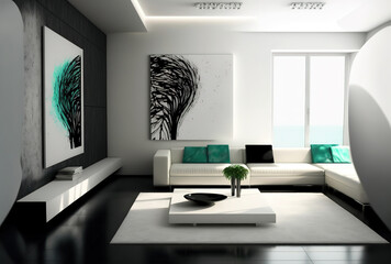 Naklejka na ściany i meble Modern original interior design of a blank space. Generative AI