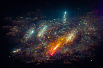Fototapeta na wymiar Lagoon Nebula, Space, Galaxy Lightning and Space Dusts 