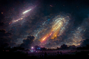 Fototapeta na wymiar Lagoon Nebula, Space, Galaxy Lightning and Space Dusts 