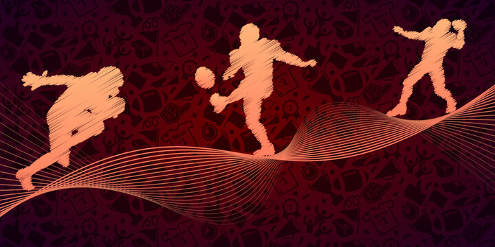 American football abstract lines with wave design. Creative sport concept. Art vector graphic for brochures, flyers, presentations, logo, print, website, poster, banner, templates, background, media.