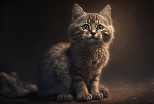 Gorgeous little brown cat poses for photographs. Generative AI