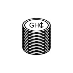 Ghana Currency Icon Symbol, Ghanaian Cedi, GHS Sign. Vector Illustration