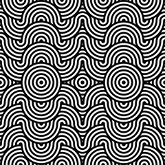 Vector seamless texture. Modern geometric background. Repeated monochrome pattern with concentric circles.Vector abstract seamless pattern.Modern geometric background.Repeated monochrome pattern.