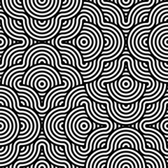 Fototapeta premium Vector seamless texture. Modern geometric background. Repeated monochrome pattern with concentric circles.Vector abstract seamless pattern.Modern geometric background.Repeated monochrome pattern.