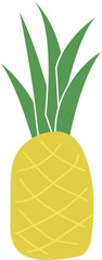Fototapeta na wymiar Set with hand drawn colorful doodle fruits and vegetables. Hand drawn pineapple. Vector collection. Sketch style. Flat icons.