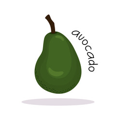 Vector illustration of ripe avocado. Vegetable illustration in flat style isolated on white background.
