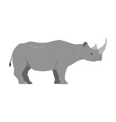 Obraz na płótnie Canvas Black rhinoceros seen in Side view - Flat vector
