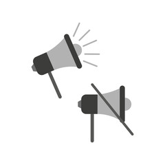 Megaphone speaker. Button with megaphone icons crossed out. Sign forbidden. Vector illustration. stock image.