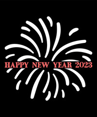 Typography Happy New Year 2023 T-Shirt Design Vector