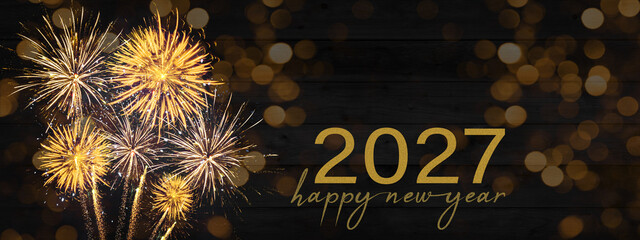 Sylvester, New Year's Eve, Happy new Year 2027 Party, Firework celebration background banner -...