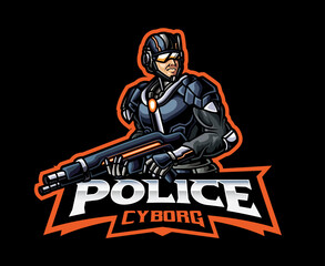 Cyberpunk police mascot logo