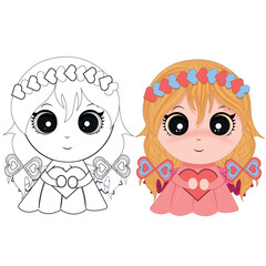 coloring book for children cute cupid