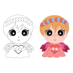 coloring book for children cute cupid