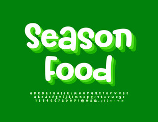 Vector eco emblem Season Food. Bright handwritten  Font. Layered set of Alphabet Letters and Numbers