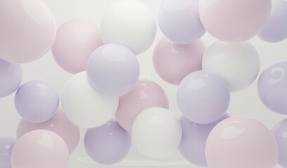 Pink, purple and white balloons with white background