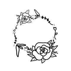 Line art flower wreath 