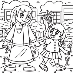Mothers Day Mother and Child Coloring Page 