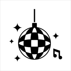 Disco ball icon. Disco, dance, nightlife club. Party celebration birthday holidays event carnival festive.  Vector illustration on white background.