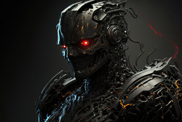 Obraz na płótnie Canvas cyborg robot in black. Generative AI