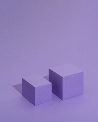 3d cube and box podium minimal scene studio background. Pastal colour tones.Podium for cosmetics product display with shadows and light. podium for products display.