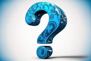 With a problem graphic idea or help concept, a blue question mark icon sign or ask faq answer solution and information support illustration business symbol is placed isolated on a white backdrop