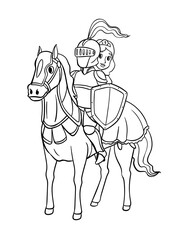 Fototapeta na wymiar Knight and Princess Riding a Horse Isolated 