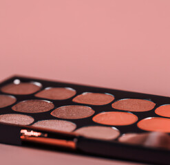 Image of close up of makeup eyeshadow palette with copy space created using Generative AI technology