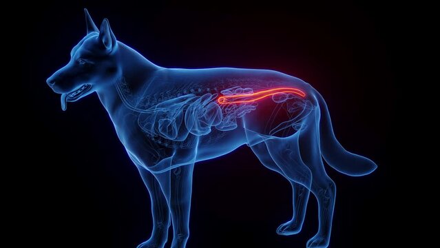 3D medical animation of a dog's colon