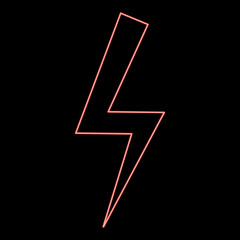 Neon lightning bolt Electric power Flash thunderbolt red color vector illustration image flat style