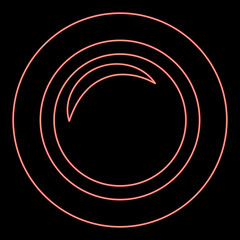 Neon camera lens photo equipment red color vector illustration image flat style