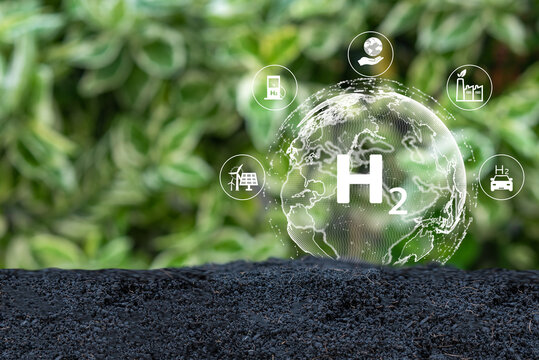 Concept for clean hydrogen energy. The environment friendly industry, and alternative energy. Future climate-friendly energy solutions for achieving net zero greenhouse gas emissions.