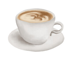 Watercolor illustration of cup of coffee drink