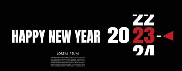 happy new year 2023 with black and white numbers