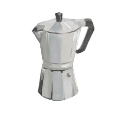 Watercolor illustration of cup of coffee maker