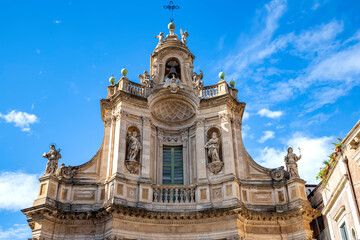 Fototapeta na wymiar A part of the baroque Basilica della Collegiata church in Catania, Italy