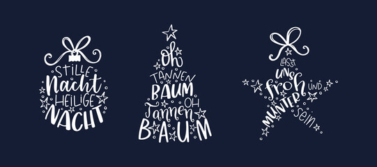 Lovely hand written Christmas design in German language, various sayings and phrases from popular christmas songs - great for cards, invitations, banners
