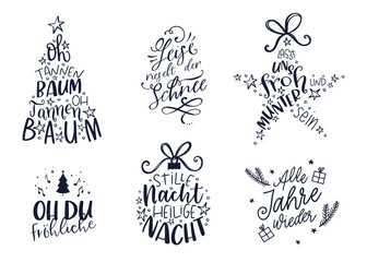 Lovely hand written Christmas design in German language, various sayings and phrases from popular christmas songs - great for cards, invitations, banners
