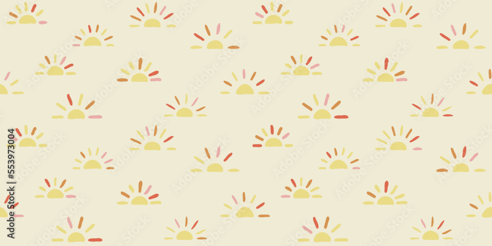Poster colored hand drawn suns. girlish or childish pattern for wallpaper or notebooks. seamless print for 