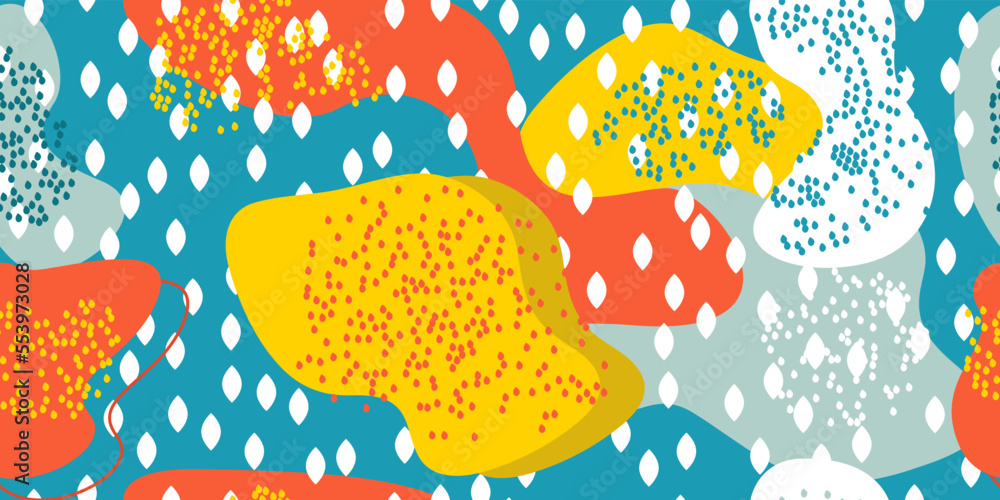 Poster colorful abstract pattern of seeds, rounded shapes, abstractions. seamless print for surfaces, packa