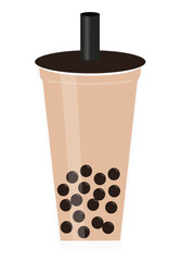 Illustration of  a Cup of Milk Tea with Pearls