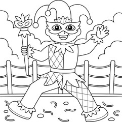 Mardi Gras Jester Boy Coloring Page for Kids