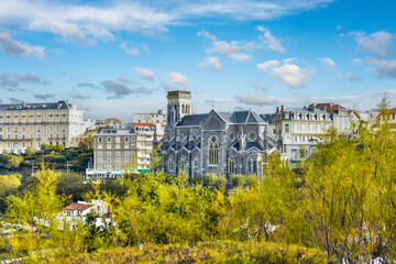 Nice view of the Sainte Eugénie church in the city of Biarritz
