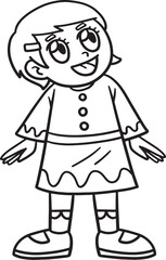 Happy Christian Girl Isolated Coloring Page