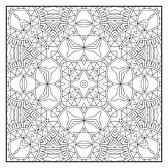 Mandala coloring page for adults. Mandala background. Mandala pattern coloring page. Hand drawn mandala pattern background. Vector black and white coloring page for coloring book.