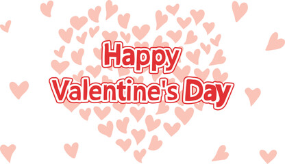 手描きのハート　大きなハートの集合体　バレンタインのロゴ　ピンクと赤